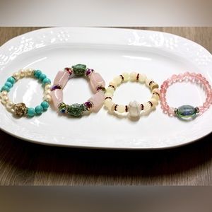 Bead and semi precious stone stretched bracelets 4 of them only for $20.00